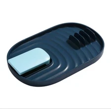 1pc- Pot Lid Shovel Storage Rack Holder Foldable Kitchen Drain/ easy clean/ BLUE