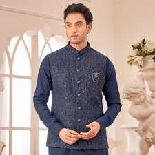 3 Pc Mens Designer Wedding Bollywood Traditional Kurta Payjama Clothing India