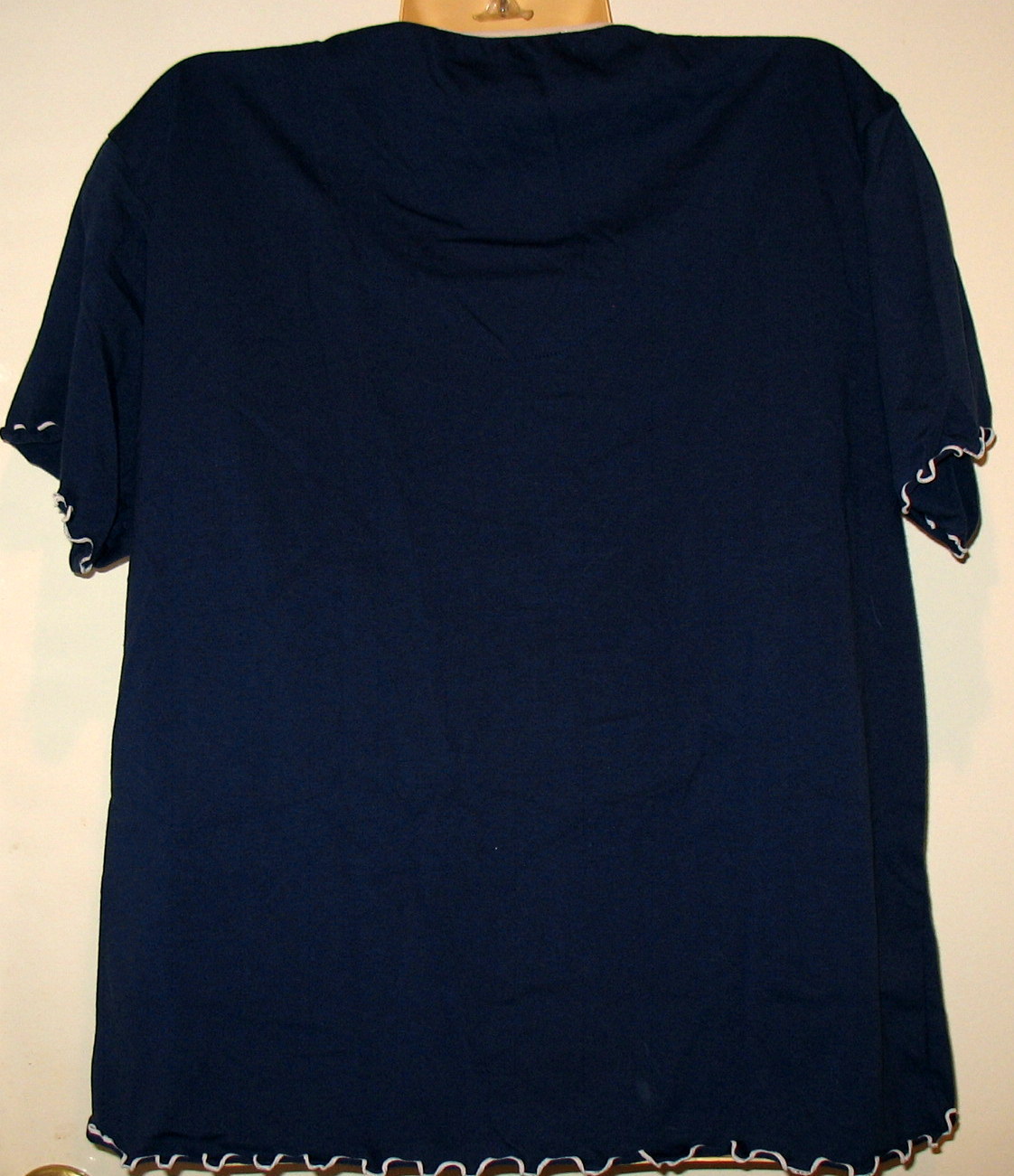 ESLEEP SOFT NAVY & WHITE SHORT SLEEVE BUTTON FRONT PAJAMA TOP L