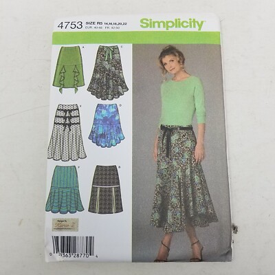 Simplicity Sewing Pattern Asymmetrical Flounce Skirt 4753 Womens