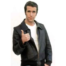 Happy Days Henry Winkler Fonzie Black Leather Jacket Coat