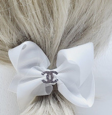 White Color Bow Hair Clip with Charm, Hair Accessory, 1pc