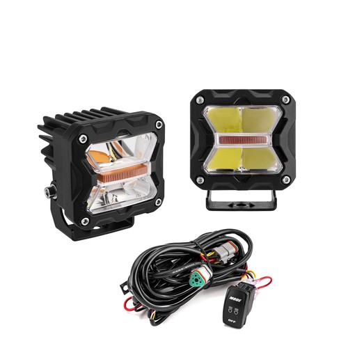 For Polaris RZR PRO R/R 4 3"Amber/White LED Pods Rear Tail Light Mount Wire Kit - Picture 9 of 9