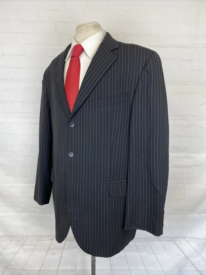 Paul Fredrick Men's Black Striped Blazer 44R $895 - Image 3 of 4