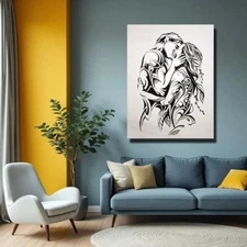 Картина "Любящая Пара",размер 91×122 см(36×48 inch), материалы: акрил и стразы.