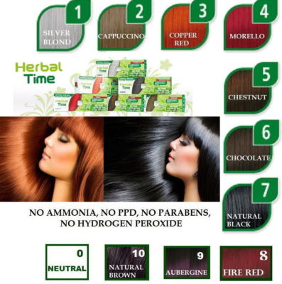4x Herbal Time Haarfarbe mit 100% Bio Henna Creme Pflanzen Naturhaarfärbemittel
