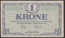 Denmark 1 Krone P-12g (1921) "VF++"