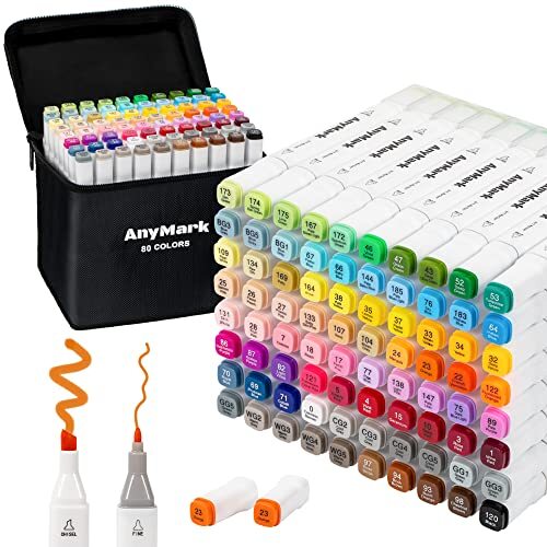 Alcohol Markers 80 Colors Alcohol Markers Set Dual Tips Alcohol-Based Art Mar...