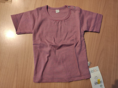 Shirt Mezza Manica a righine rosa e grigie in Cotone Bio 3/6 Mesi Popolini