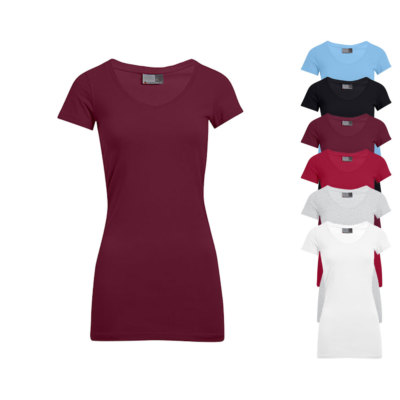 Promodoro Damen T-Shirt WOMEN`S SLIM FIT V-NECK-T LONG V-Ausschnitt Neu E3087