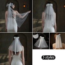 White Bow Wedding Dress Headdress Bridal Veil Hair Veil Handmade Accessories.