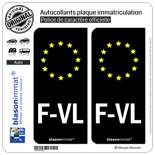 2 Autocollants immatriculation : F-VL Flandre Française - Identifiant Européen - Picture 9 of 9