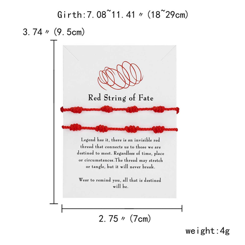Red Rope Cord Handmade Lucky for Family7 Knot kabbala armband, rotes armband Adj - Bild 4 von 6