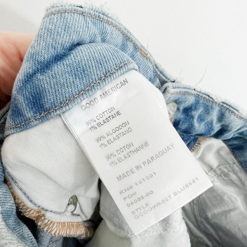 Good American Crossover Waist Jeans in Blue681 Size 26 Distressed - Foto 10 di 10
