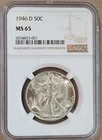1946-D Walking Liberty Silver Half Dollar NGC MS65