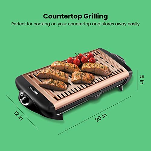 Chefman Smokeless Indoor Grill Nonstick Tabletop Electric Grill Indoor
