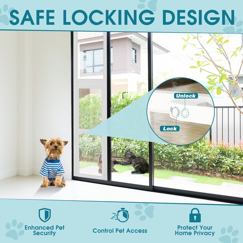 Sliding Glass Dog Door Pet Safe Adjustable Height Insert Install No Damage - Picture 13 of 17