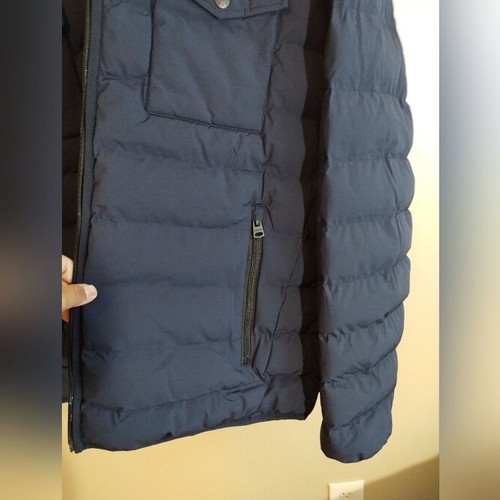Men's Levi's Stretch Quilted Puffer Hooded Winter Jacket, Navy Blue XL - NWTs - Picture 3 of 11