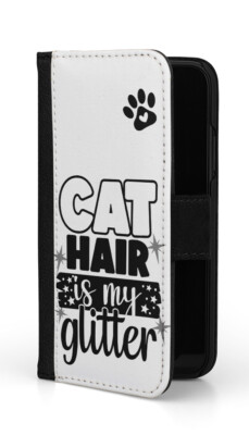 Sunny-Case Klapphülle Flip Case Etui für Samsung S22 cat hair glitter Nr.764 H