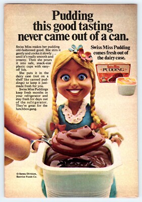 1974 SWEDISH GIRL SWISS MISS PUDDING Vintage 5''X7.5'' Magazine Ad 1970's TV9