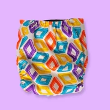 Retro Print Cloth Diapers - Cream Shapes Colors 90's - NEW!