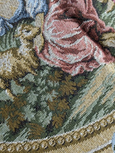 GOBLYS Vintage French Tapestry Countryside Romance Scene 20"x20" & - Picture 4 of 10
