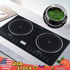 110V 2 Burners Cooktop Stove Electric Induction/Ceramic Cooker Countertop 110V
