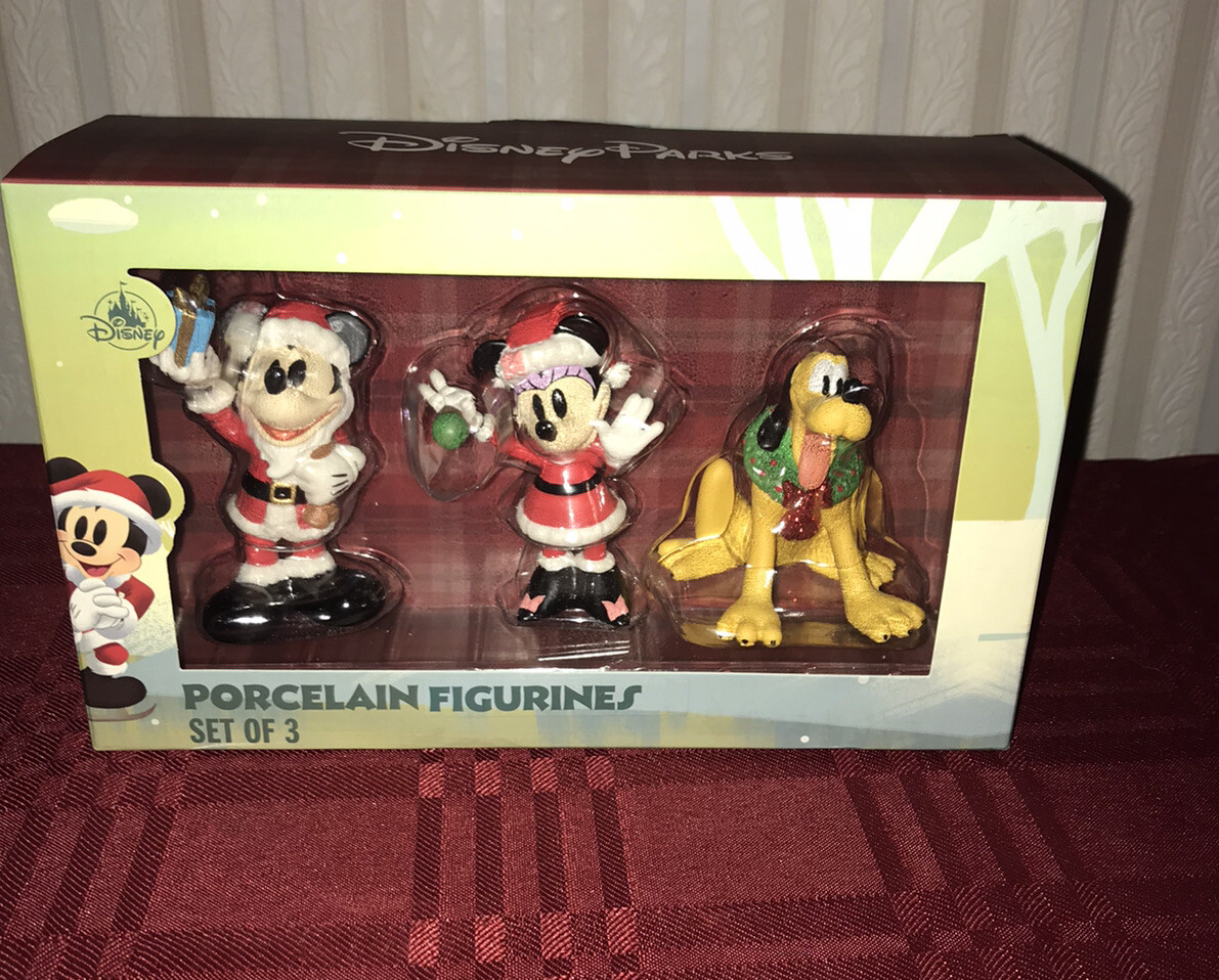 Disney Parks Christmas Santa Mickey Minnie Pluto Set Of 3
