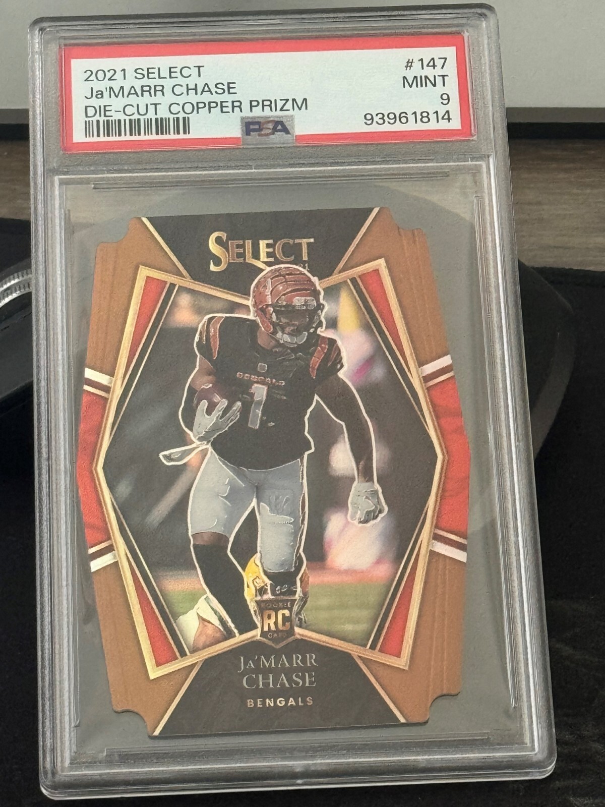 2021 Select JaMarr Chase #47 Copper Prizm Die-Cut Rookie RC /199 SP PSA 9