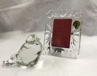 Fenton Glass Bird With Metal Butterfly + Waterford Crystal Frame