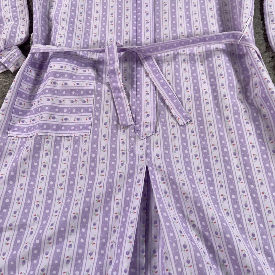 Vestido Vintage Mujer Pequeño S Púrpura Floral Rayas Midi Día Casa Salón Años 60 70 Foto 3 de 4