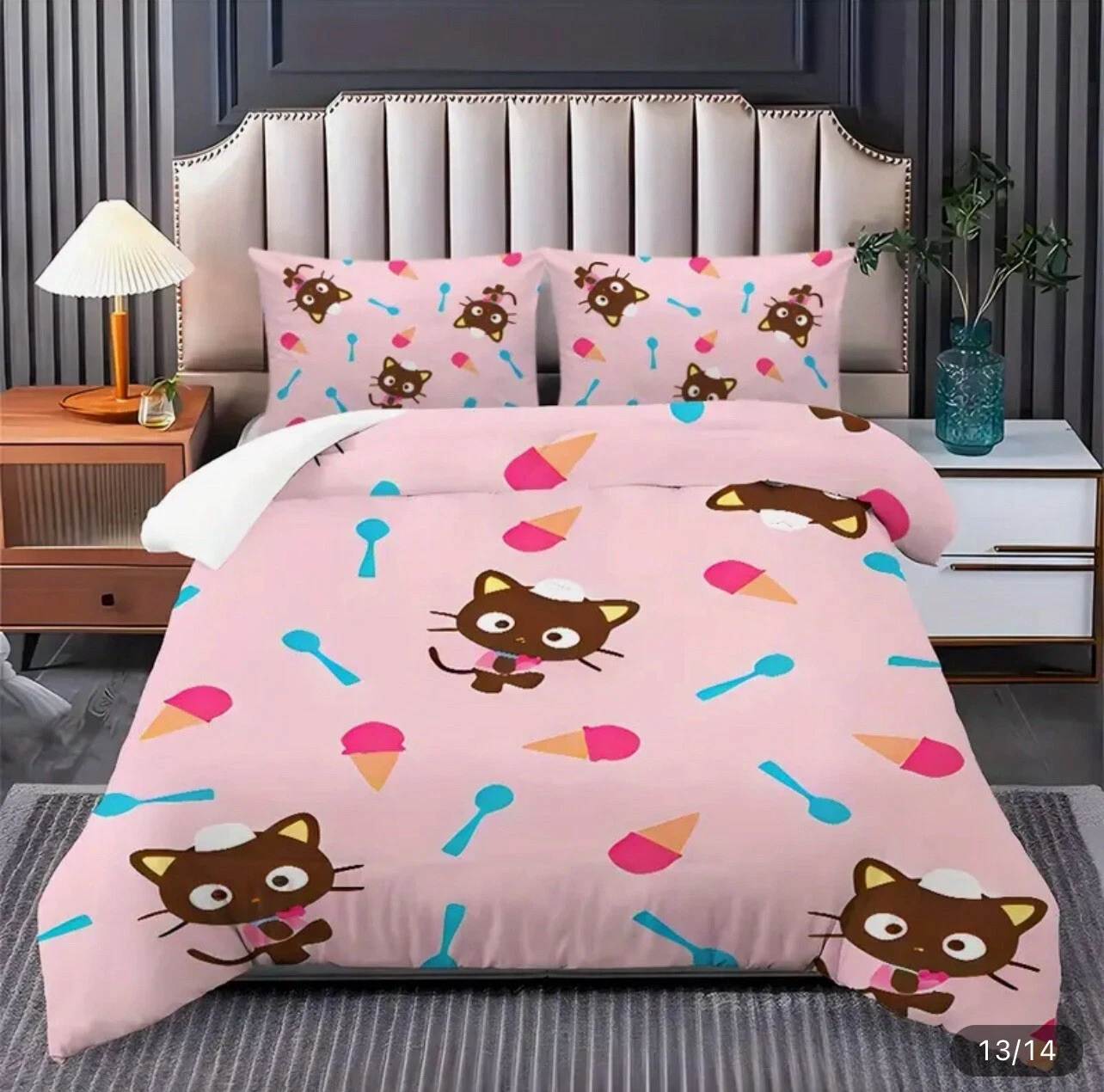 Choco Cat Pink Bedding Set