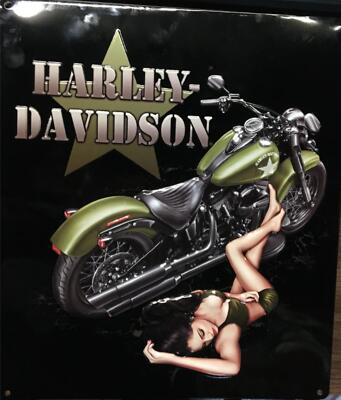 OEM HARLEY ''DUTY CALLS BABE'' GIRL METAL TIN SIGN 13X15 SOFTAIL SLIM GARAGE SIGN