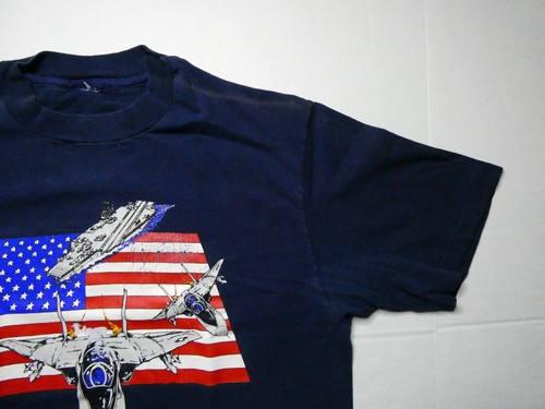 Vintage 'America My Ship My Country' Single Stitch Blue T-Shirt, Size Small (S) - Picture 4 of 21