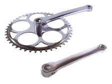 GUARNITURA SINGLE SPEED 46 DENTI PEDIVELLA BICI EPOCA VINTAGE RETRO OLANDA CITTA