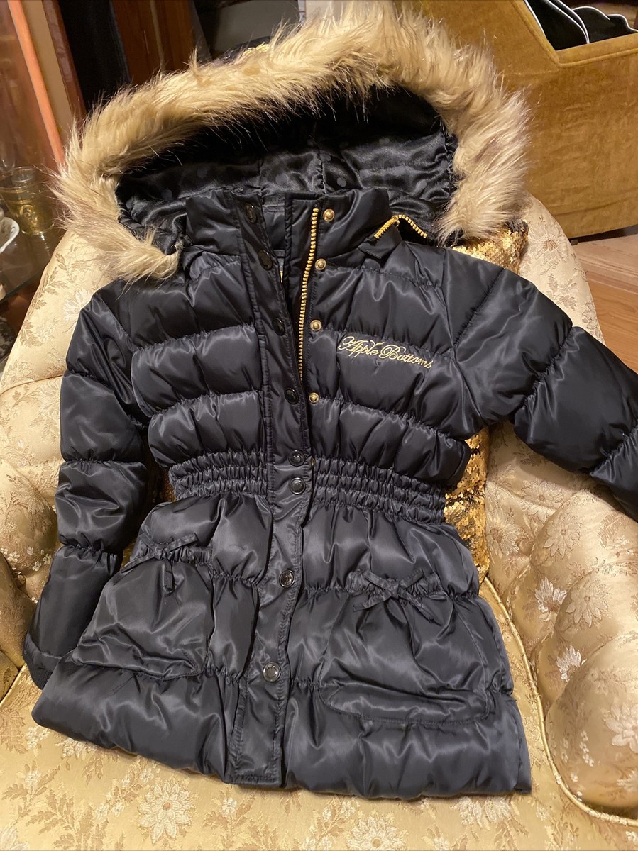 Apple Bottoms Monogram Down Jacket Kids Size 5/6 Black /gold Apple Bottoms Monogram Down Jacket Kids Size 5/6 Black /gold