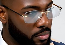 Gold Frame Retro 90's Hip Hop Vintage Luxury Trend Mens Large Clear Lens Glasses