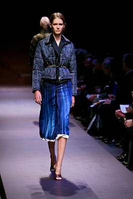 Vintage Archive Prada Fall 2004 Blue Trompe L'oeil Pleated Print