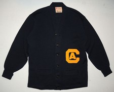 Vtg 40s/50s H L Whiting MINT Cardigan Letterman's Sweater 42/44 Wool Knit