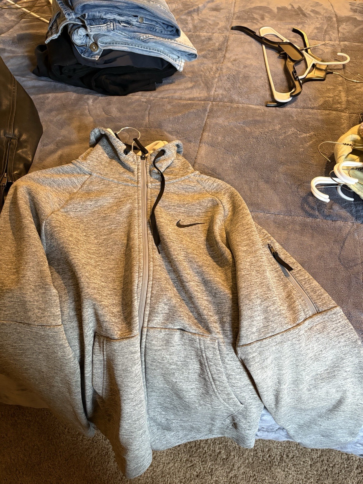 Nike Men's Tech Fleece Hoodie Jacket Medium, Gray, Full Zip