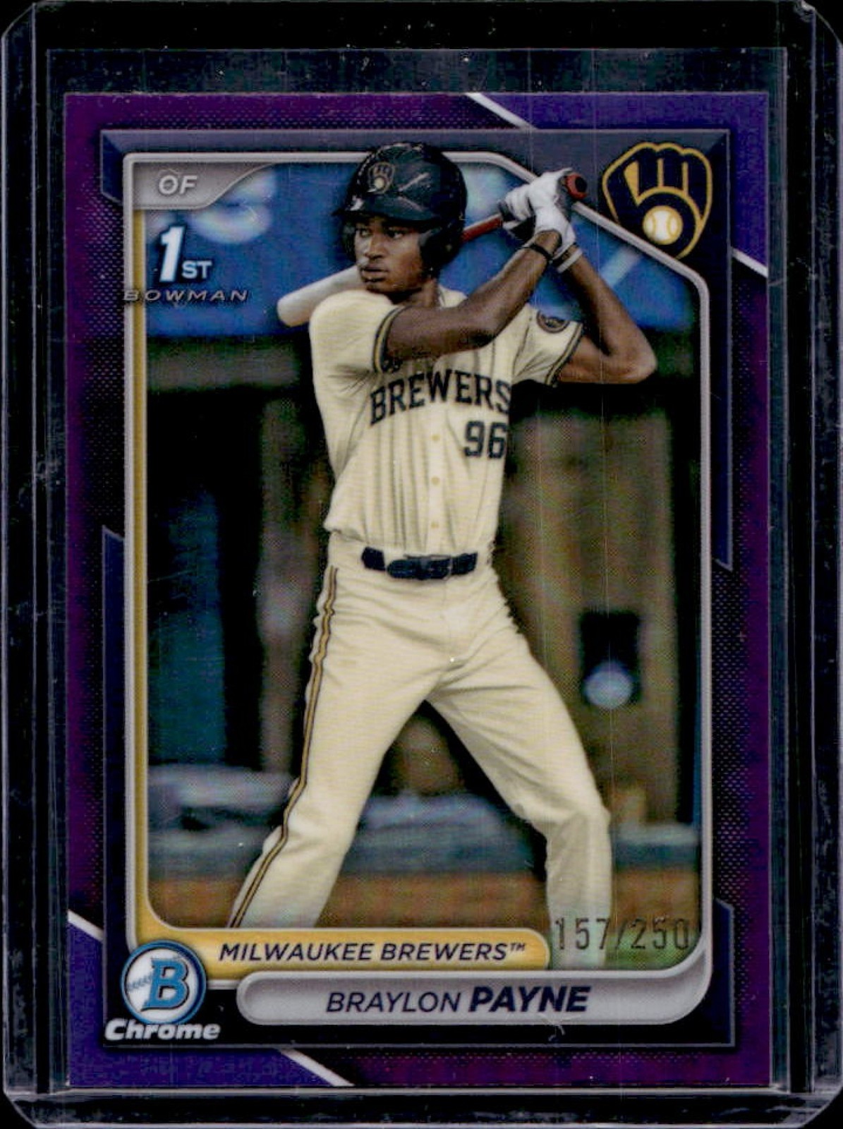 2024 Bowman Draft Braylon Payne Chrome Purple Refractor 1st #/250 Brewers