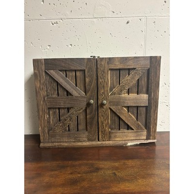Unbranded Large Brown Wood Jewelry Box Storage Rustic 16X4X12 inches FLAWED