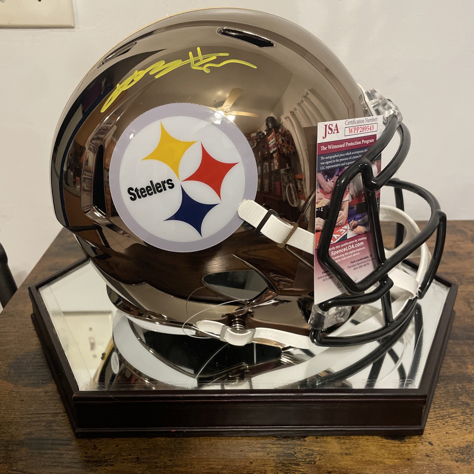 Antonio Brown Autographed Signed Pittsburgh Steelers Chrome Inscribed Full Size Helmet WITH CASE W/ JSA 