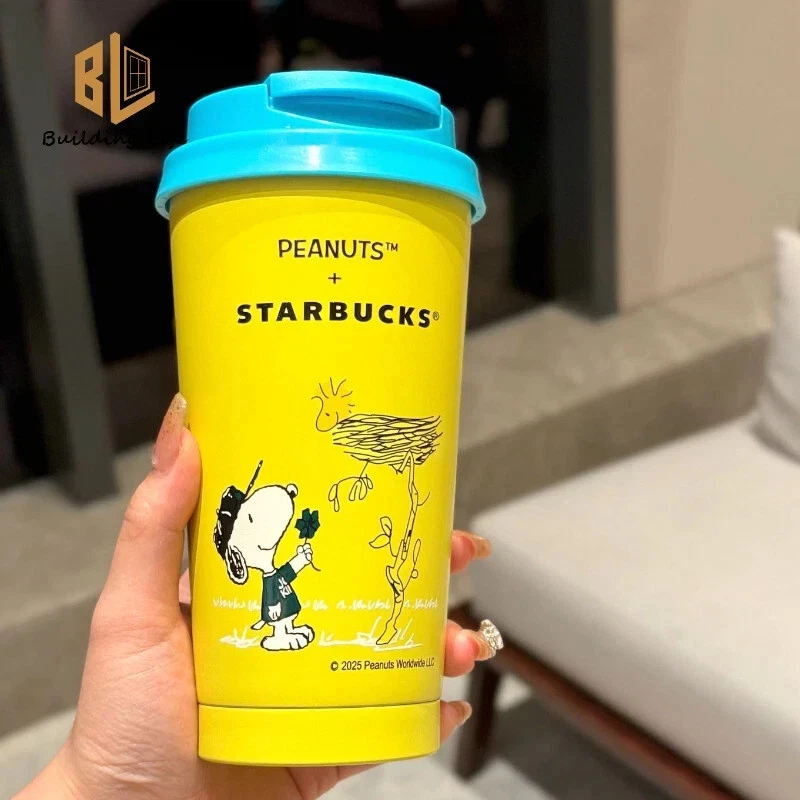 New 2025 Starbucks Snoopy Limited Yellow 16oz Cup Stainless Steel Desk Cup 473ml - Image 2 of 4