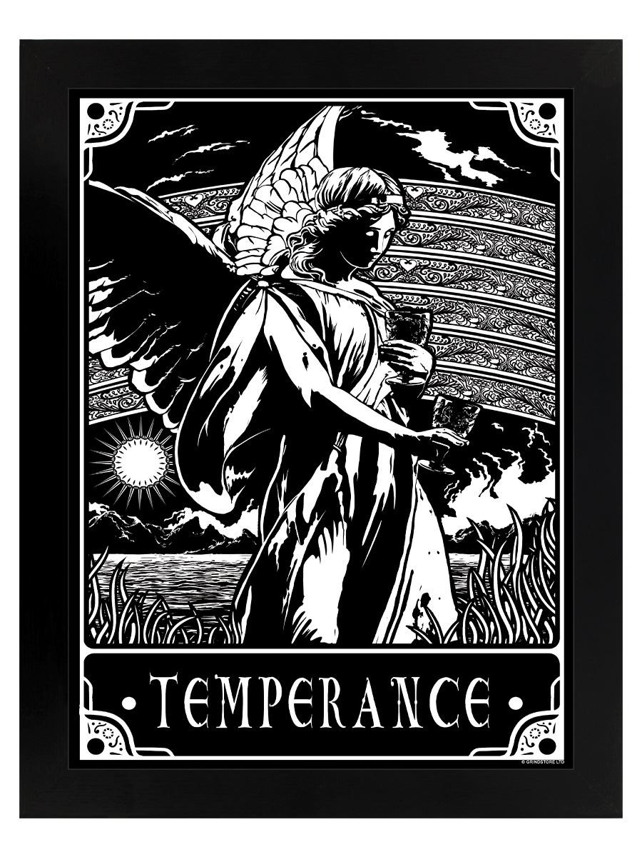 Deadly Tarot - Temperance Black Wooden Framed Print