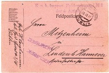 KuK Poczta Polowa Lublin 1917 Austria 1.WK Improv. Szpital epidemiczny Dezynfekowany