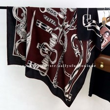 Sallys Boutique 70 Cashmere 30 Silk Wrap Scarf Saddle Print 2 Face Shawl 53"