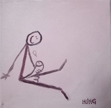  Öl auf Leinwand männlicher Akt 20x20cm signiert aufgehängt