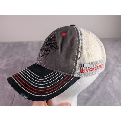 Winchester Repeating Arms Trucker Hat Mens Gray Black Mesh