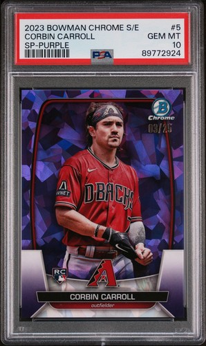 2023 Bowman Chrome Sapphire Corbin Carroll Image Variation Purple #03/25 PSA 10